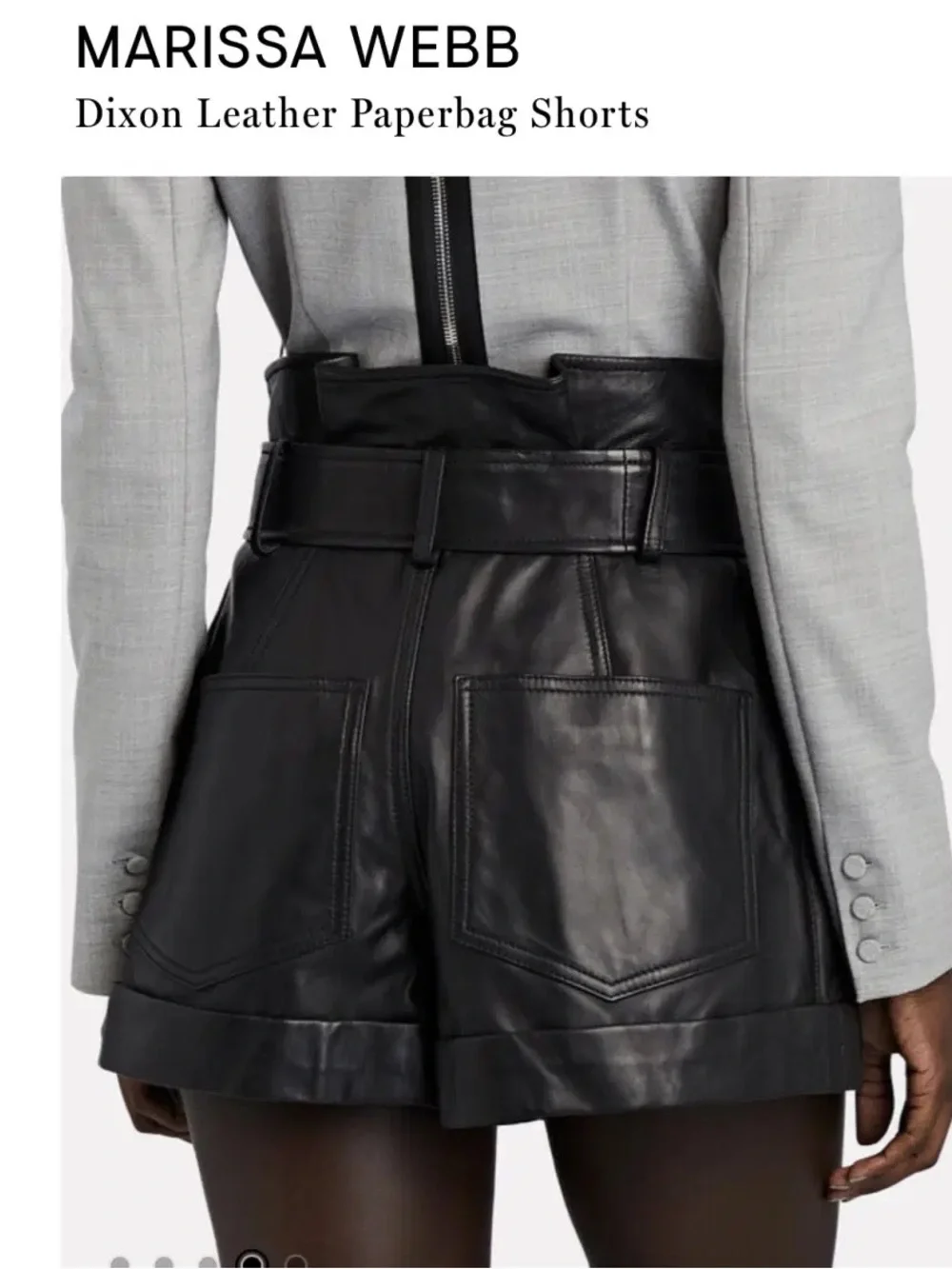 Marissa Webb Dixon Black Lamb Leather Paper Bag Shorts Size 6
